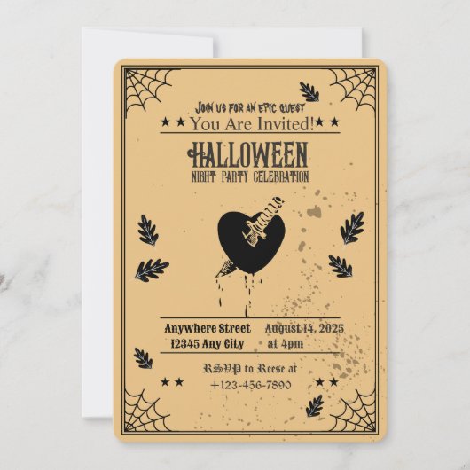 Spooky hart Halloween Party Uitnodiging (Voorkant)
