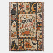Spooky Harvest Vintage Halloween Patchwork Deken (Voorkant Verticaal)