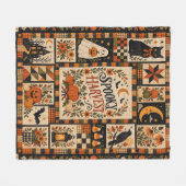 Spooky Harvest Vintage Halloween Patchwork Fleece Deken (Voorkant (Horizontaal))
