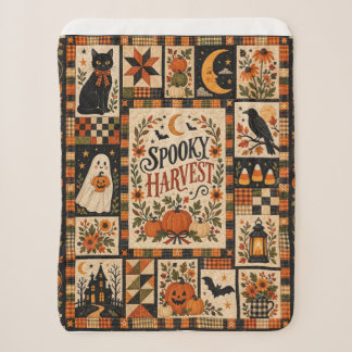 Spooky Harvest Vintage Halloween Patchwork Sherpa Deken