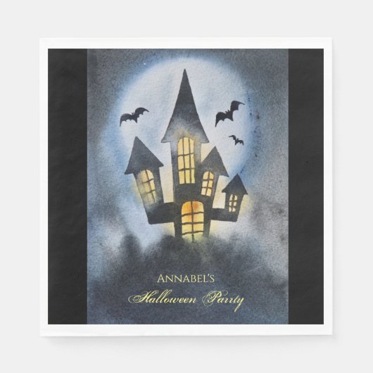 Spooky haunted castle gepersonaliseerd servet (Voorkant)
