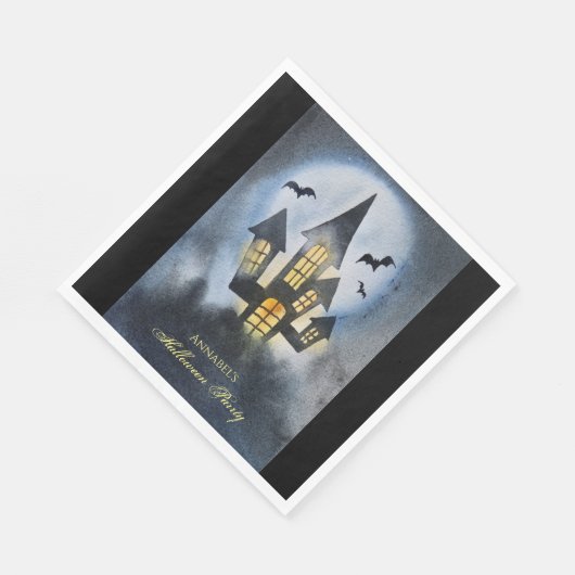Spooky haunted castle gepersonaliseerd servet (Hoek)
