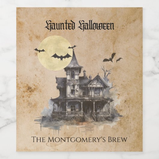 Spooky Haunted Castle Halloween Brew Wijn Etiket (Enkel label)