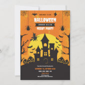 Spooky Haunted Castle Halloween Night Party Kaart (Voorkant)