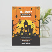 Spooky Haunted Castle Halloween Night Party Kaart (Staand voorkant)