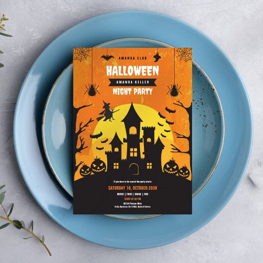 Spooky Haunted Castle Halloween Night Party Kaart