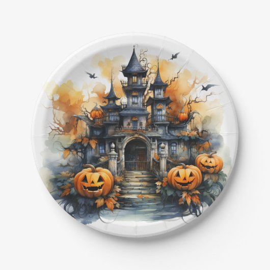 Spooky Haunted Castle Halloween papier Bord (Voorkant)
