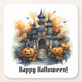 Spooky Haunted Castle Halloween papier Onderzetter (Voorkant)