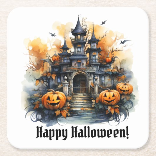 Spooky Haunted Castle Halloween papier Onderzetter (Voorkant)