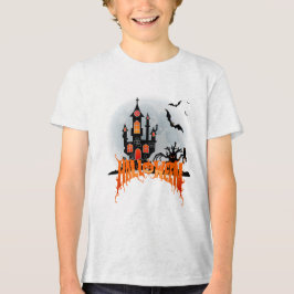 Spooky Haunted Castle Halloween Youth Bats Trick Tri-Blend Shirt