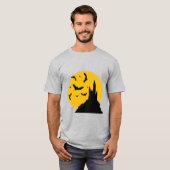 Spooky Haunted Castle met maan en vleermuizen T-shirt (Voorkant volledig)