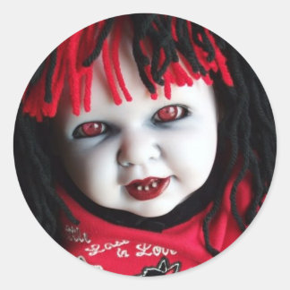 Spooky Haunted Doll Ronde Sticker
