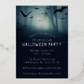 Spooky Haunted Forest Halloween Feest Echt Folie Uitnodiging (Voorkant)