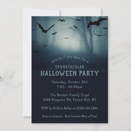 Spooky Haunted Forest Halloween Party Kaart (Voorkant)
