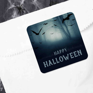Spooky Haunted Forest Halloween Party Vierkante Sticker