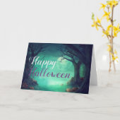 Spooky Haunted Forest Pumpkins Halloween Card Kaart (Gele Bloem)