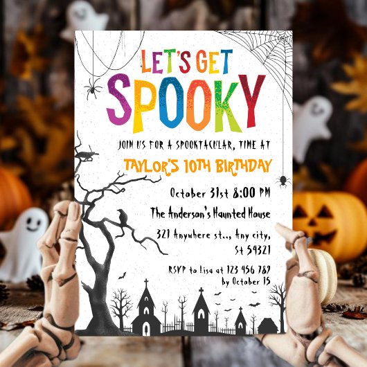 Spooky Haunted Graveyard Halloween Birthday Invita Kaart