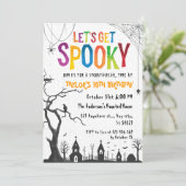 Spooky Haunted Graveyard Halloween Birthday Invita Kaart (Staand voorkant)