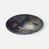 Spooky Haunted Halloween Black Cat Papieren Bordje (Gekanteld)