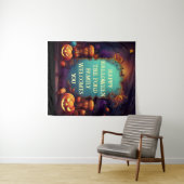 Spooky Haunted Halloween gepersonaliseerde groeten Wandkleed (In Situ (horizontaal))