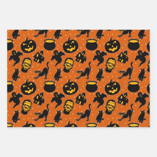 Spooky Haunted Halloween Pattern Inpakpapier Vel (Voorkant)