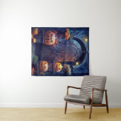 Spooky Haunted Halloween Secret Doorway Wandkleed (In Situ (horizontaal))