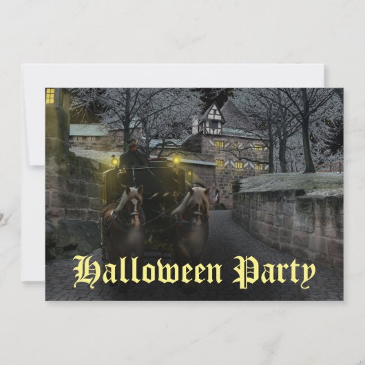 Spooky Haunted Horse Drawn Cart Halloween Party Kaart (Voorkant)