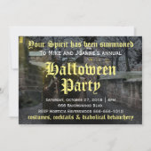 Spooky Haunted Horse Drawn Cart Halloween Party Kaart (Achterkant)