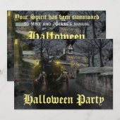Spooky Haunted Horse Drawn Cart Halloween Party Kaart (Voorkant / Achterkant)