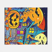 Spooky Haunted House artwork Fleece Deken (Voorkant (Horizontaal))
