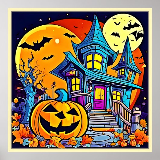Spooky Haunted House artwork Poster (Voorkant)