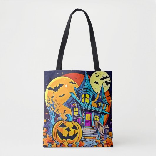 Spooky Haunted House artwork Tote Bag (Voorkant)