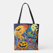 Spooky Haunted House artwork Tote Bag (Achterkant)