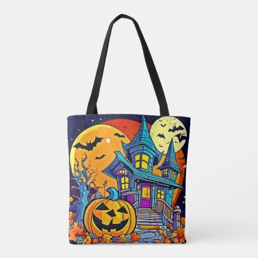 Spooky Haunted House artwork Tote Bag (Achterkant)