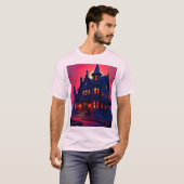 Spooky Haunted House at Dusk Design T-shirt (Voorkant volledig)