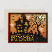 Spooky Haunted House Bats Geesten Halloween Briefkaart (Voorkant / Achterkant)