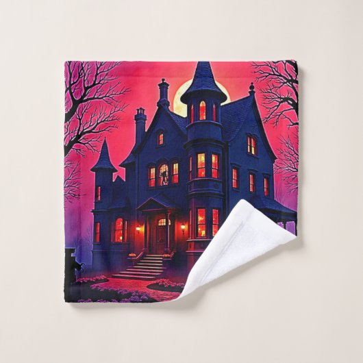 Spooky Haunted House bij Dusk Design Bad Handdoek (Wasdoekje)