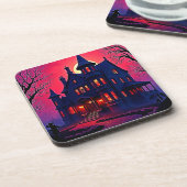 Spooky Haunted House bij Dusk Design Bier Onderzetter (Linkerzijde)