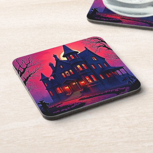 Spooky Haunted House bij Dusk Design Bier Onderzetter (Linkerzijde)