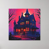Spooky Haunted House bij Dusk Design Canvas Afdruk (Voorkant)