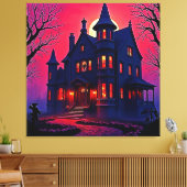 Spooky Haunted House bij Dusk Design Canvas Afdruk (Insitu (Woonkamer))