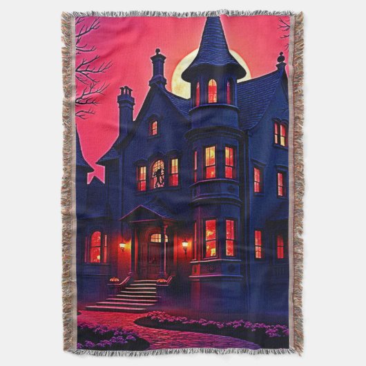 Spooky Haunted House bij Dusk Design Deken (Voorkant Verticaal)
