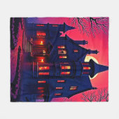 Spooky Haunted House bij Dusk Design Fleece Deken (Voorkant (Horizontaal))