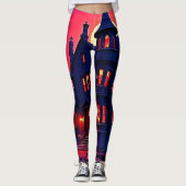 Spooky Haunted House bij Dusk Design Leggings (Voorkant)