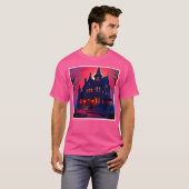 Spooky Haunted House bij Dusk Design T-shirt (Voorkant volledig)