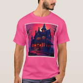 Spooky Haunted House bij Dusk Design T-shirt (Voorkant)