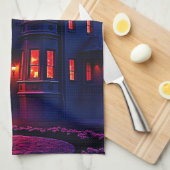 Spooky Haunted House bij Dusk Design Theedoek (Quarter Fold)