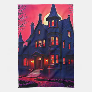 Spooky Haunted House bij Dusk Design Theedoek
