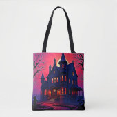 Spooky Haunted House bij Dusk Design Tote Bag (Voorkant)