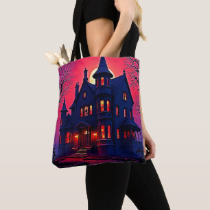 Spooky Haunted House bij Dusk Design Tote Bag